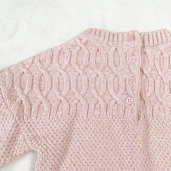 Janie and Jack pink balloon sleeve sparkle detail long sleeve pullover sweater - Picture 6 of 6